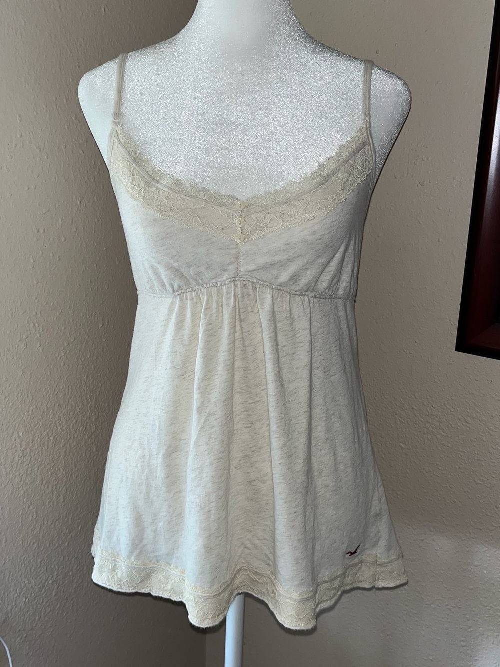 Vintage Y2K Hollister 2000s Lace Trim Babydoll Tank Top